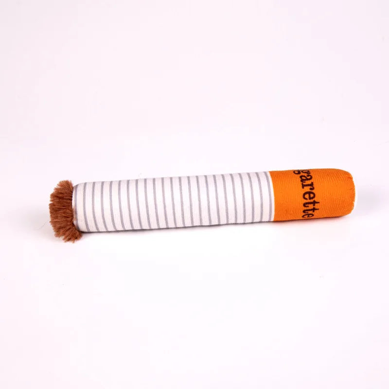 Funny Plush Cigarette Pack & Stick Squeak Dog Toys