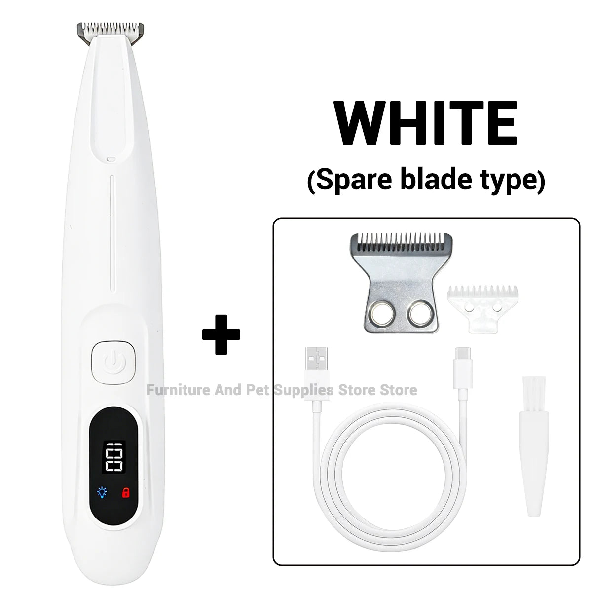 Professional Electric Pet Grooming Trimmer with LED Light & Skin Care Detection