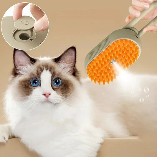 3 in 1 electric steamimg pet bath brush.Cat Brush Hair Remover Cat Steam Brush Electric.