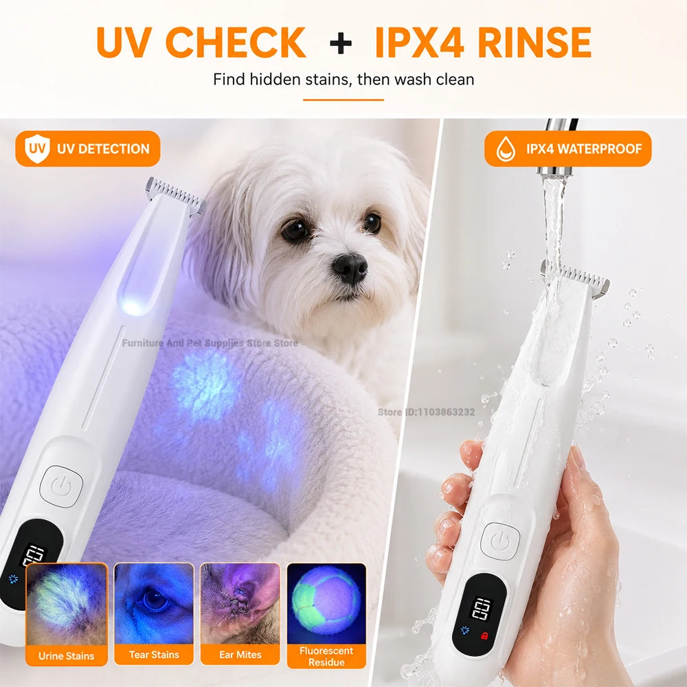 Professional Electric Pet Grooming Trimmer with LED Light & Skin Care Detection