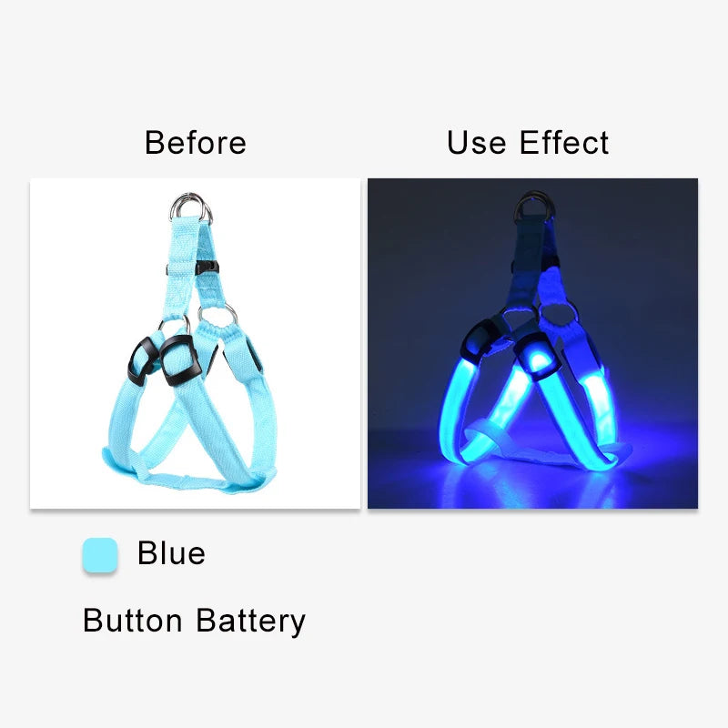 Adjustable Glowing LED Dog Harness & Leash Set