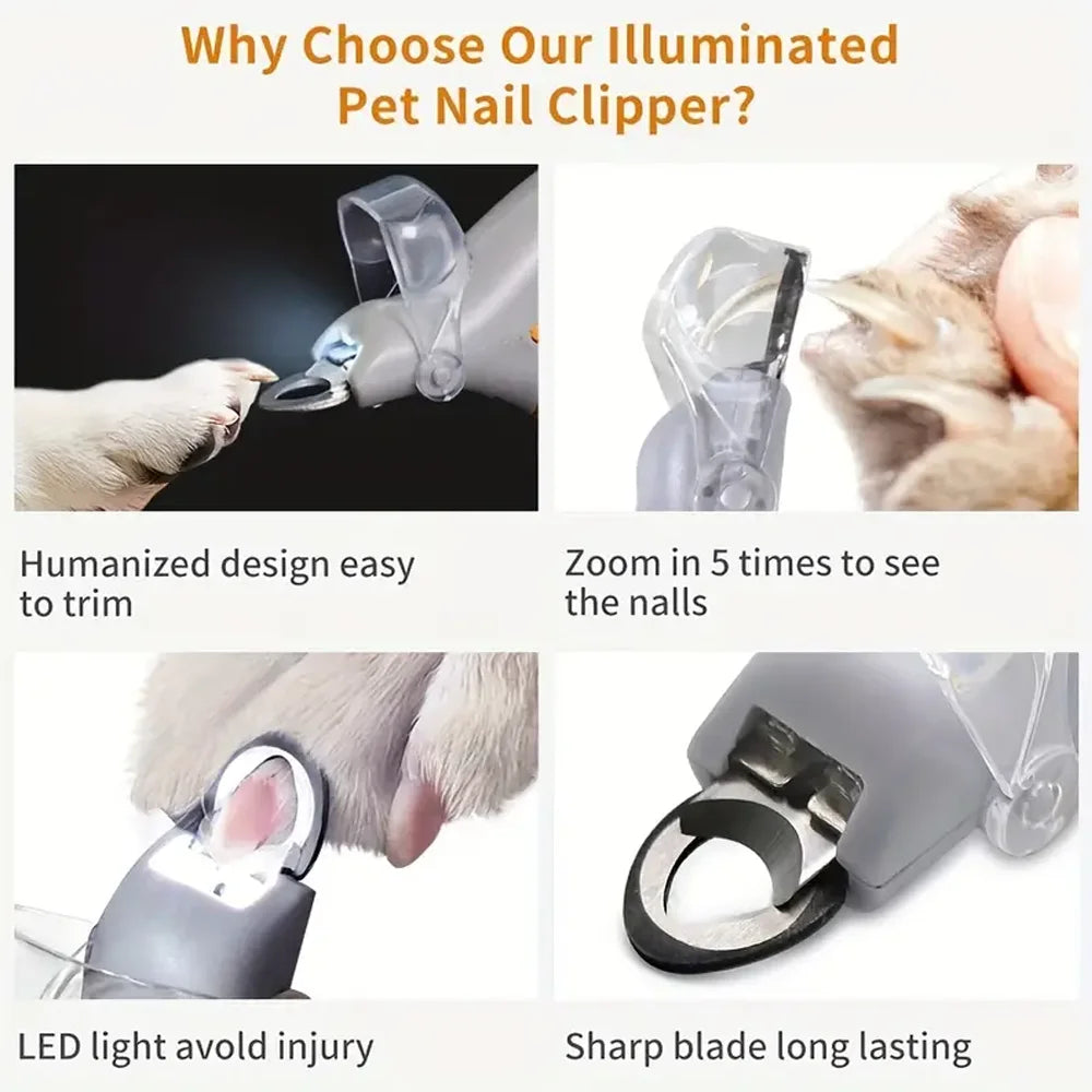 Professional LED Pet Nail Clipper with 5X Magnification