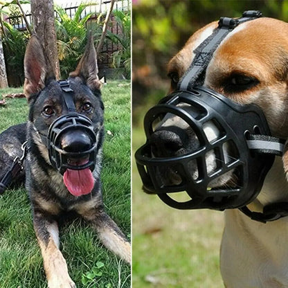 Heavy-Duty Rubber Basket Muzzle with Reflective StrapsComfortable Humane Dog Basket Muzzle for Chewing Control