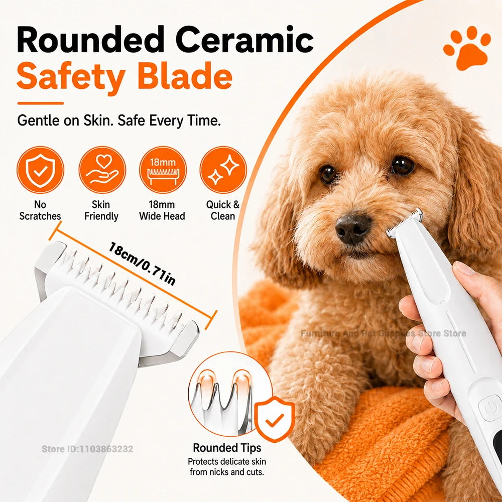 Professional Electric Pet Grooming Trimmer with LED Light & Skin Care Detection