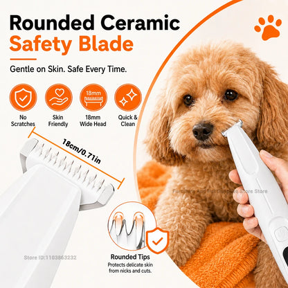 Professional Electric Pet Grooming Trimmer with LED Light & Skin Care Detection