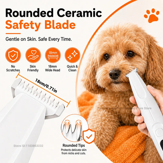 Professional Electric Pet Grooming Trimmer with LED Light & Skin Care Detection