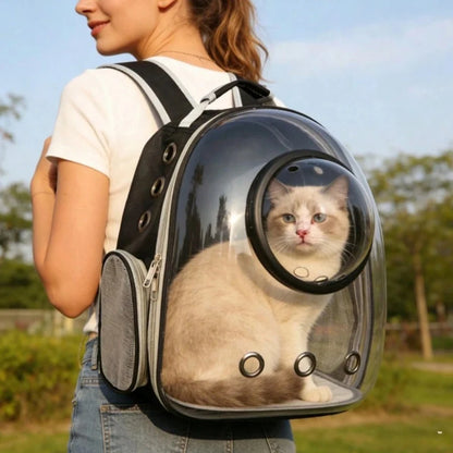 Breathable Space Capsule Pet Carrier Backpack - Transparent Bubble Window Travel Bag for Cats & Small Dogs