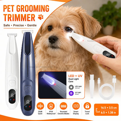 Professional Electric Pet Grooming Trimmer with LED Light & Skin Care Detection