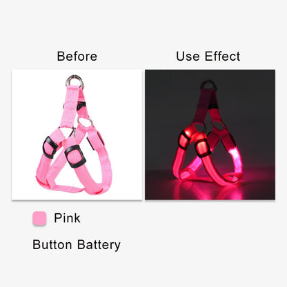 Adjustable Glowing LED Dog Harness & Leash Set