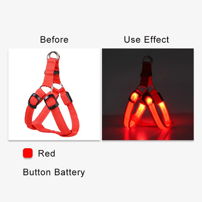 Adjustable Glowing LED Dog Harness & Leash Set
