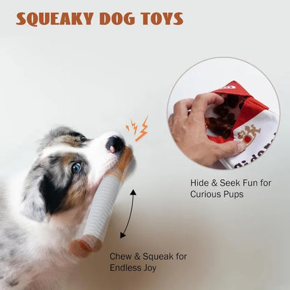 Funny Plush Cigarette Pack & Stick Squeak Dog Toys