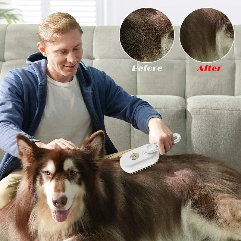 3 in 1 electric steamimg pet bath brush.Cat Brush Hair Remover Cat Steam Brush Electric.