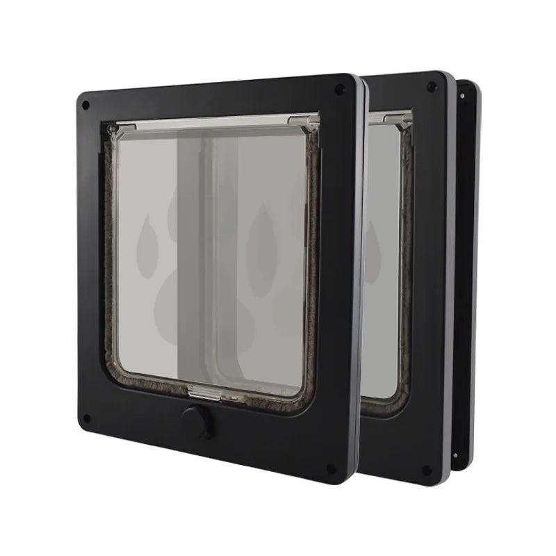 4-Way Locking Pet Cat Door Frame for Wooden, Glass Doors & Walls