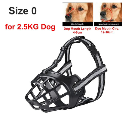 Heavy-Duty Rubber Basket Muzzle with Reflective StrapsComfortable Humane Dog Basket Muzzle for Chewing Control