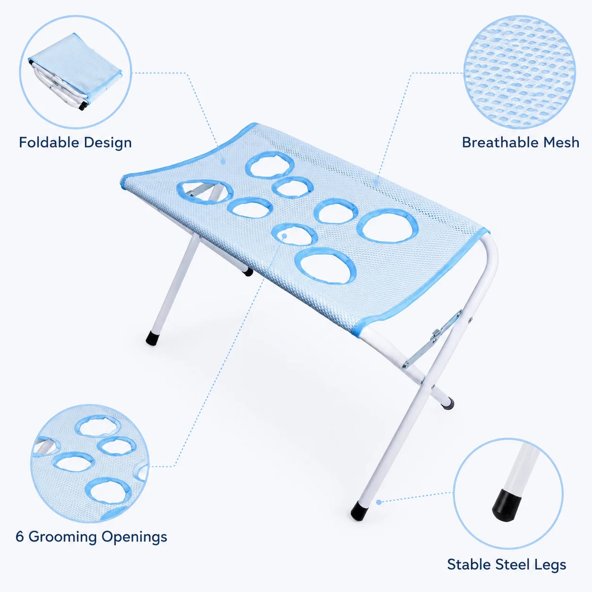Portable & Foldable Pet Grooming Table for Bathing, Drying, and Grooming.