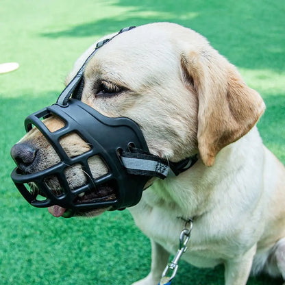 Heavy-Duty Rubber Basket Muzzle with Reflective StrapsComfortable Humane Dog Basket Muzzle for Chewing Control