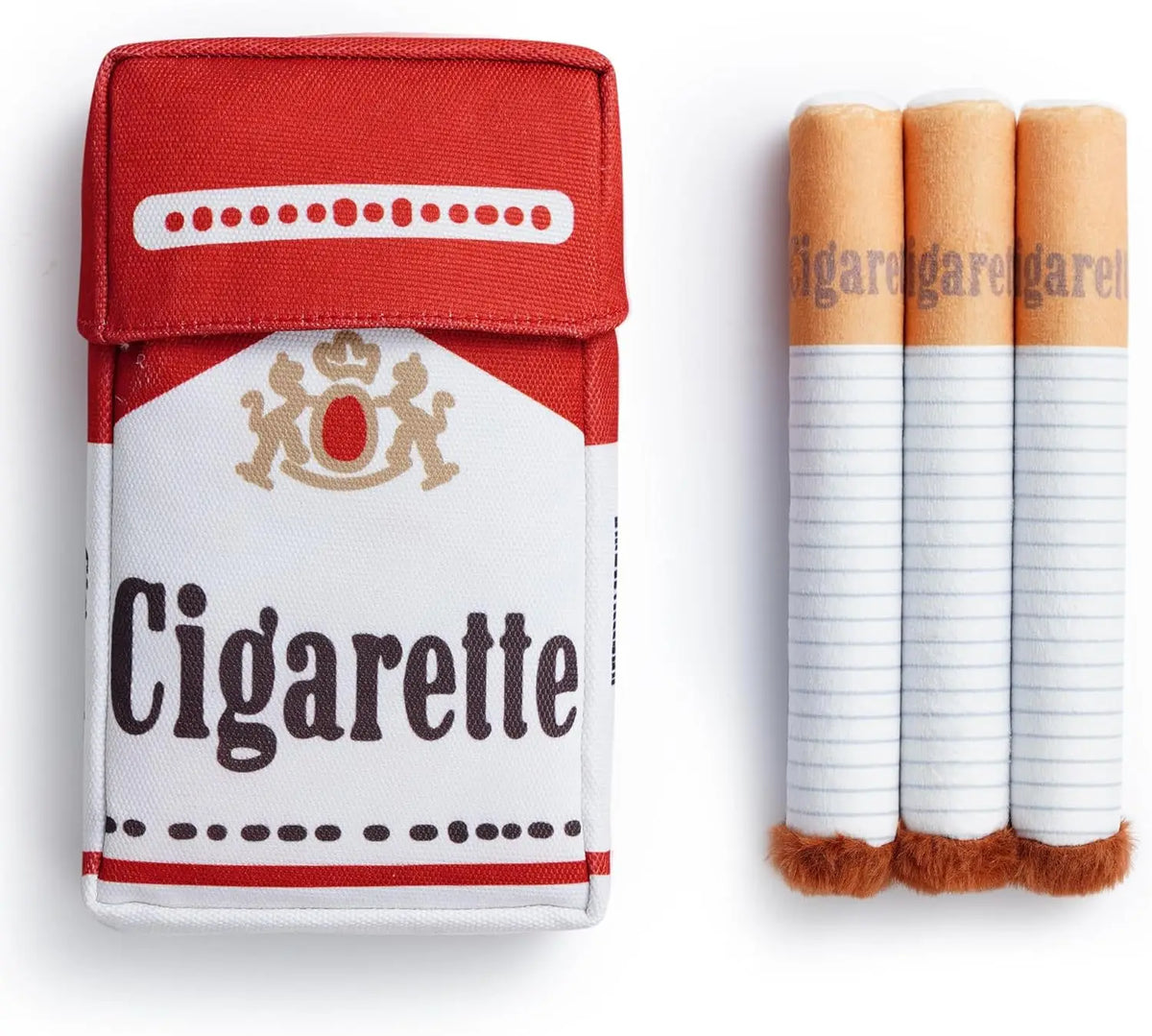 Funny Plush Cigarette Pack & Stick Squeak Dog Toys