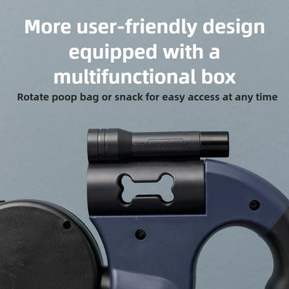 3-in-1 Retractable Dog Leash with LED Flashlight & 360° Anti-Tangle Rotation