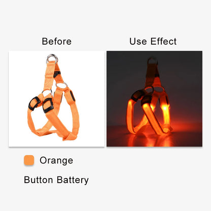 Adjustable Glowing LED Dog Harness & Leash Set