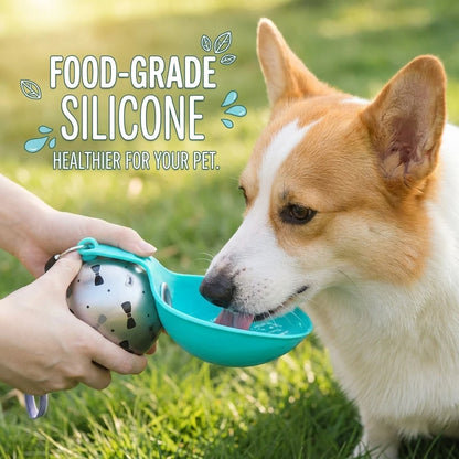 Ultra-Portable Spherical Pet Water Bottle – Leak-Proof 285 Ml Stainless Steel & Soft Silicone Foldable Dog  Travel Canteen