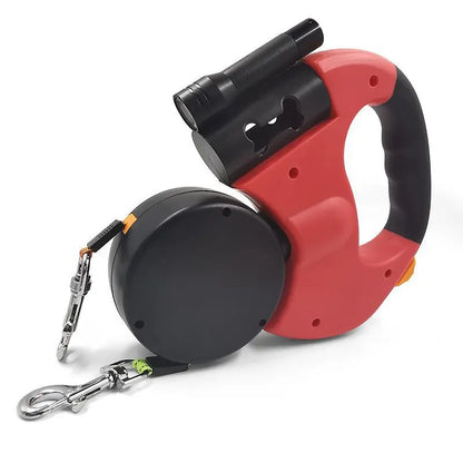 3-in-1 Retractable Dog Leash with LED Flashlight & 360° Anti-Tangle Rotation