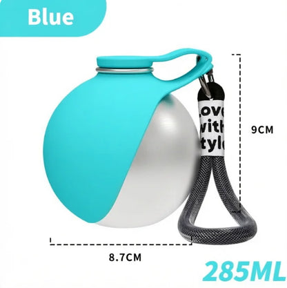 Ultra-Portable Spherical Pet Water Bottle – Leak-Proof 285 Ml Stainless Steel & Soft Silicone Foldable Dog  Travel Canteen