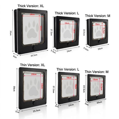 4-Way Locking Pet Cat Door Frame for Wooden, Glass Doors & Walls
