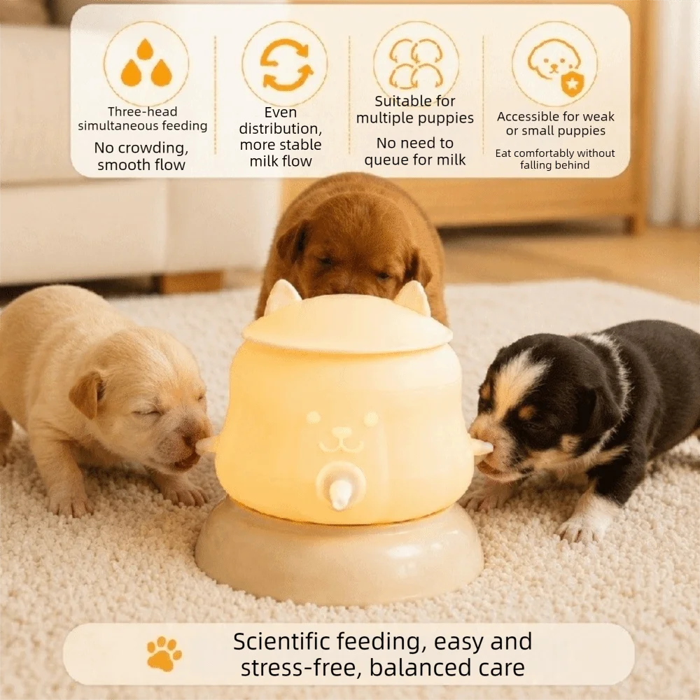 Multi-Nipple Silicone Pet Milk Feeder for Newborn Kittens & Puppies