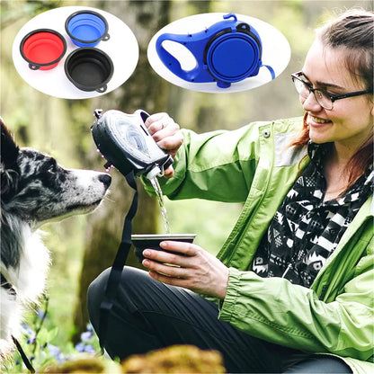 5-in-1 Multifunctional Dog Leash with Built-In Water Bottle & Collapsible Bowl