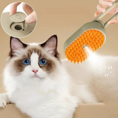 3 in 1 electric steamimg pet bath brush.Cat Brush Hair Remover Cat Steam Brush Electric.