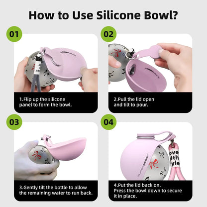 Ultra-Portable Spherical Pet Water Bottle – Leak-Proof 285 Ml Stainless Steel & Soft Silicone Foldable Dog  Travel Canteen