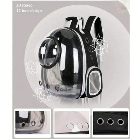 Breathable Space Capsule Pet Carrier Backpack - Transparent Bubble Window Travel Bag for Cats & Small Dogs